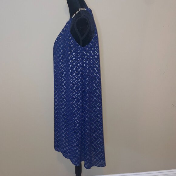 Michael Kors Chain Halter Neck Navy Gold Metallic Trapeze High Low Dress Size S - Picture 4 of 16